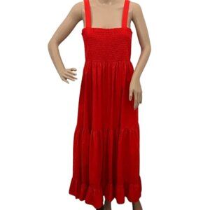 Zara Orange Tiered Smocked Maxi Dress - Size L